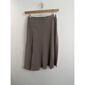 Spanx Carefree Crepe Asymmetrical A Line Skirt Women's Large Smoke Brown 21026R